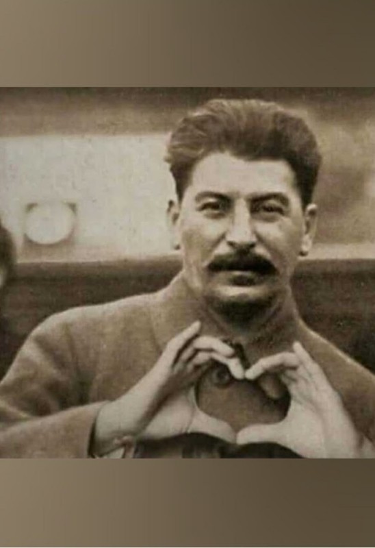 Create meme: Stalin Joseph Vissarionovich heart, Stalin's heart with his hands, Stalin with a heart from his hands