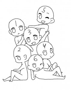 chibi group pose