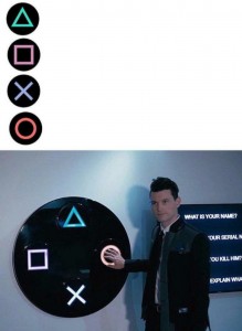 Create meme: photo with comments, Connor clicks on the circle, what is your name meme