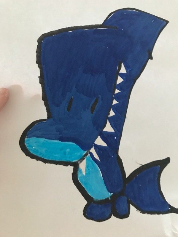 Create meme: shark children's drawing, shark drawing for children, cartoon shark