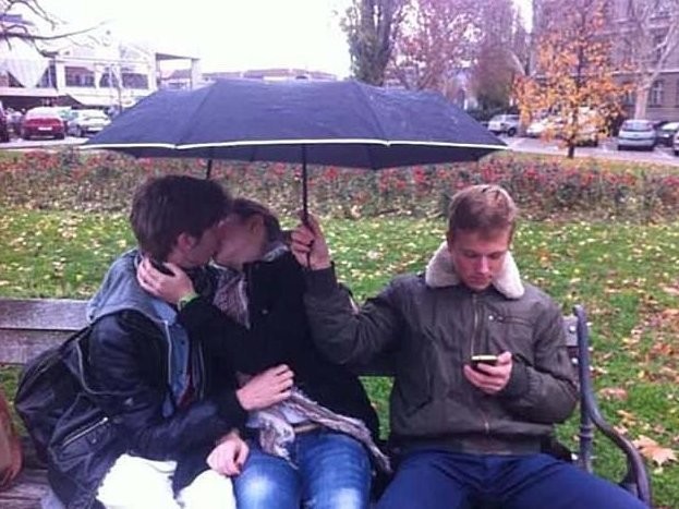 Create meme: guy , a couple under an umbrella, memes with 3 people