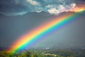Create meme: rainbow photos, rainbow nature, rainbow in the mountains