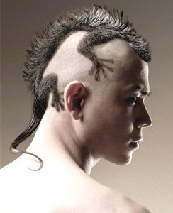 Create meme: lizard, men's haircuts, Mohawk