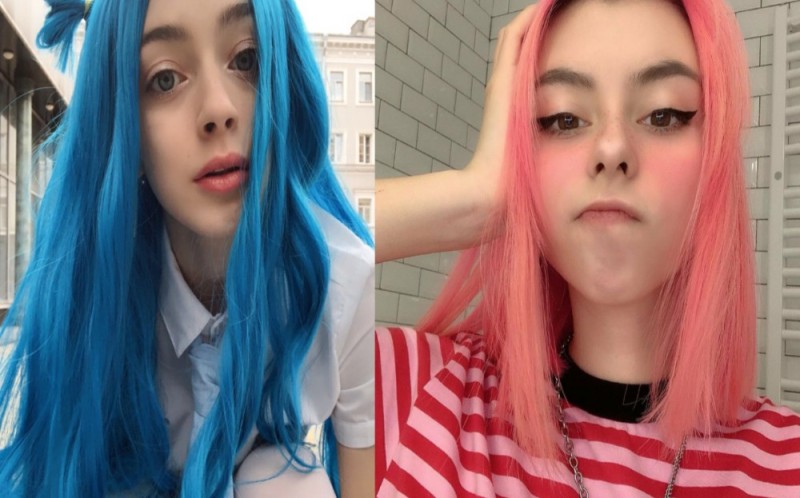 Create meme: maeby baby, blue hair , pink hair