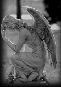 Create meme: grieving angel