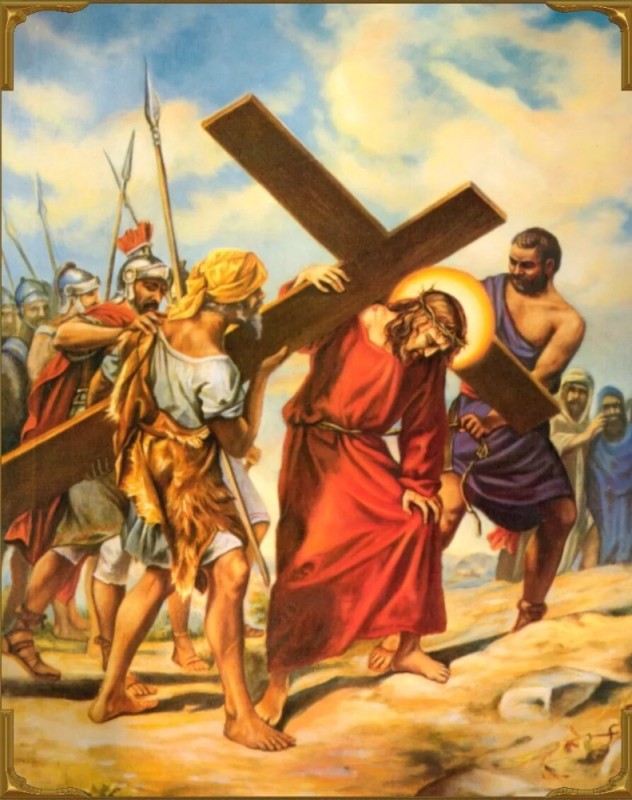 Create meme: the way of the cross of jesus christ, The way of the Cross of Jesus Christ to Calvary, Christ carries the cross