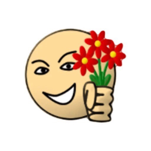Create meme: smiley gives flowers, smiley gives flowers meme, stickers emoticons