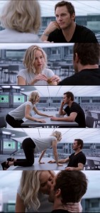 Create meme: a frame from the video, passengers kiss meme, the film passengers meme