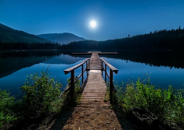 Create meme: lake night, night lake, landscape 