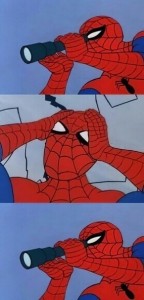 Создать мем: укус паука человек паук мульт, спайдермен бинокль мем, человек паук мем ничего не узнает
