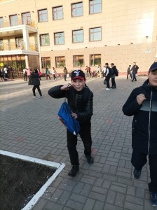 Create meme: policeman, riot, in school