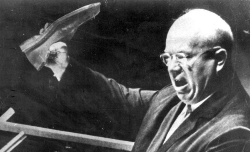 Create meme: khrushchev 's boot, khrushchev 's shoe, nikita sergeevich khrushchev