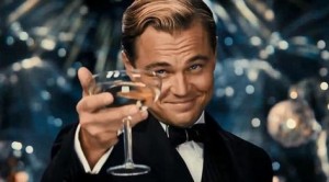 Create meme: Leonardo DiCaprio with a glass of, the great Gatsby with a glass of, Gatsby with a glass of