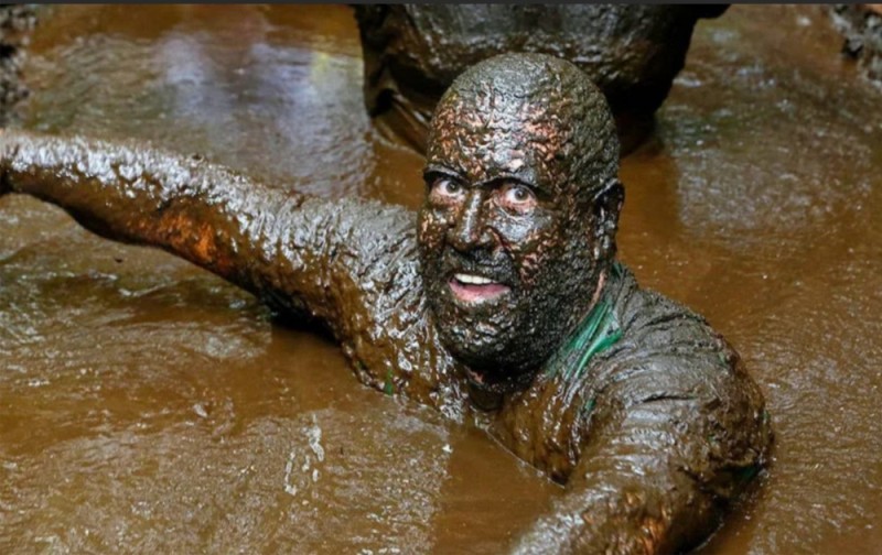 Create meme: dirt , the man in the mud, face in the mud 