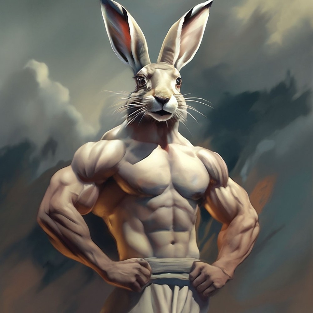 Create meme: the pumped-up rabbit, the jock rabbit, the pumped - up hare