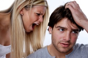 Create meme: cheating husband, a man shouts at a woman, the woman shouts at her husband