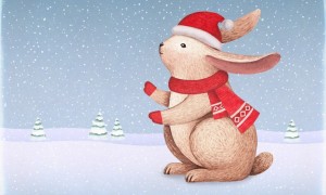 Создать мем: новогодний, рождественские открытки, новогодний кролик