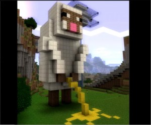 Create meme: minecraft sheep, minecraft buildings