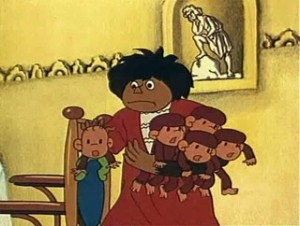Create meme: monkey in the Opera cartoon 1995, mother monkey from the movie in the theater, Soviet cartoon about monkeys