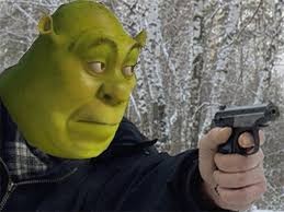 Create meme: take meme Shrek, stoned Shrek, Shrek with a gun meme