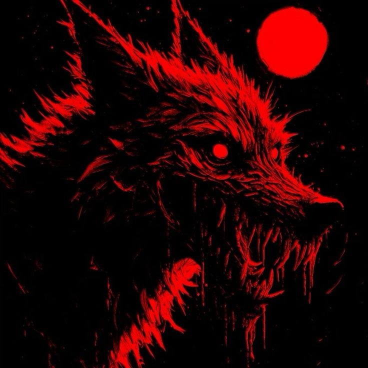 Create meme: Red demon red wolf, wolf , the wolf with red eyes