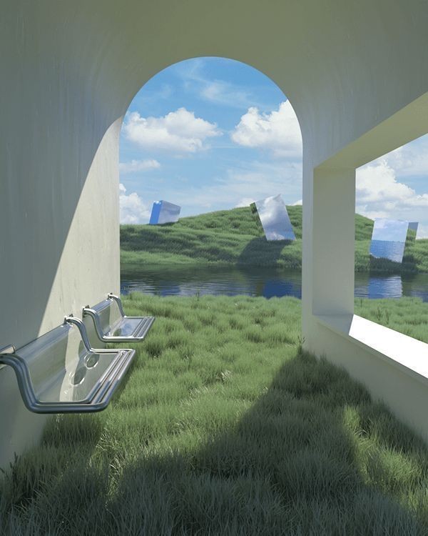 Create meme: Dreamscape aesthetics, futuristic architecture, picturesque landscapes