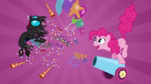 Создать мем: pinkie pie, конфетти пушка пинки пай, пушка веселья пинки пай