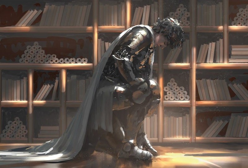 Create meme: knight cain wlop, A knight on his knee, by wlop knight