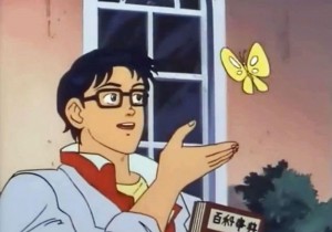 Create meme: this pigeon meme anime, frame from the movie, is this a pigeon