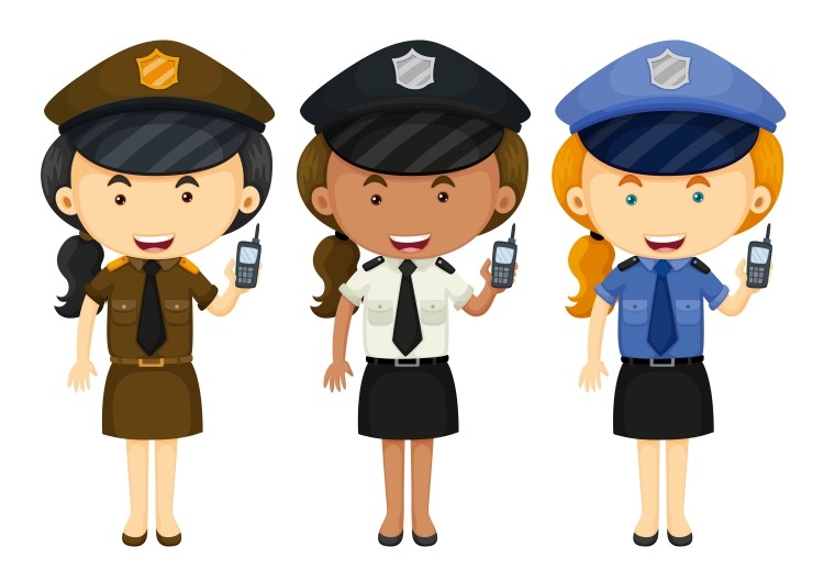 Create meme: cartoon policewoman, cartoon police girls, female police vector