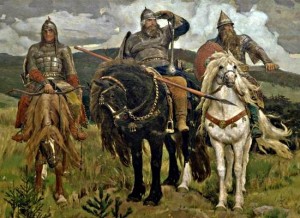 Create meme: picture Vasnetsov three bogatyrya, painting Vasnetsov bogatyrs, the picture of the three heroes