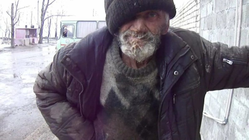 Create meme: homeless man without a tooth, poor homeless, people homeless