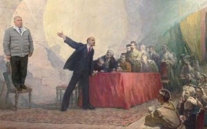 Create meme: Lenin painting, Lenin's card electrification, Lenin proclaims Soviet power picture