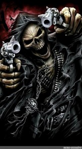 Создать мем: череп злой, скелет с пистолетом, череп с оружием