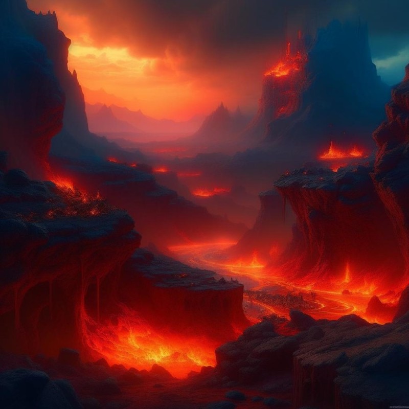Create meme: lava art, fiery mountains, inferno art
