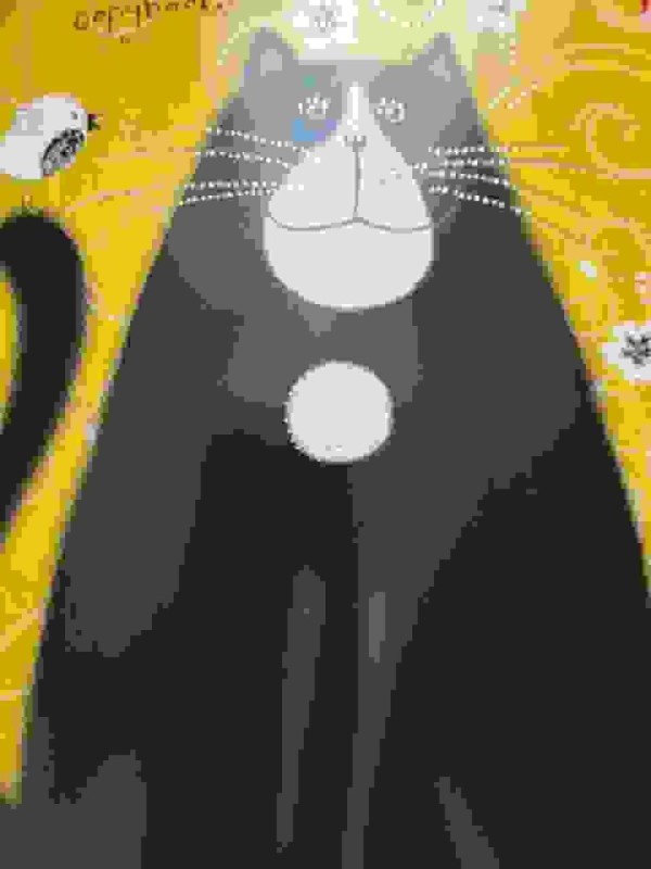 Создать мем: кошачий арт, кошка фон, иллюстрация кот