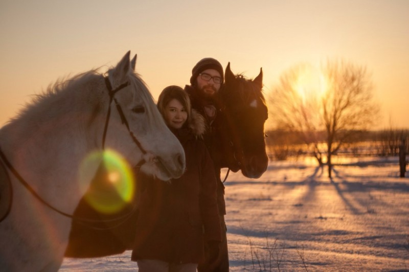 Create meme: horseback riding, horseback riding, A girl riding a horse in winter