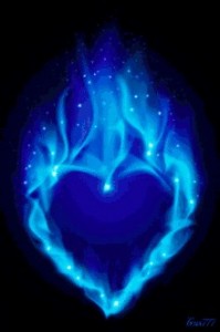 Create meme: heart on fire, blue fire, heart of fire