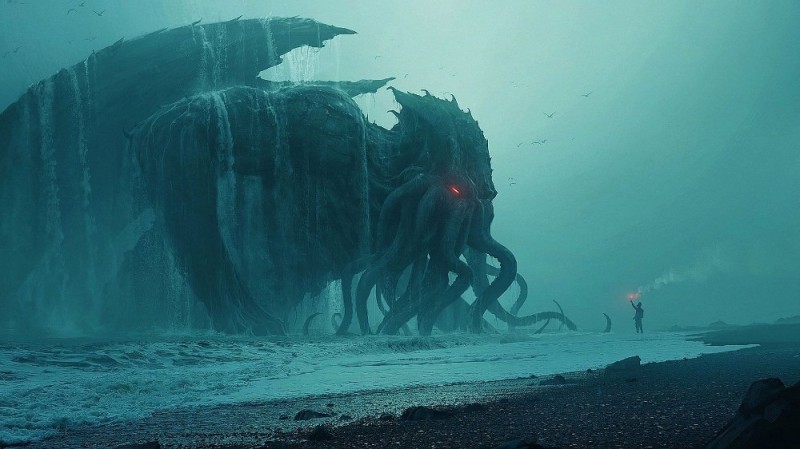 Create meme: Andree Wallin Cthulhu, Cthulhu vs. the Kraken, sea monster