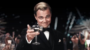 Create meme: The Great Gatsby, Leonardo DiCaprio raises a glass, Leonardo DiCaprio the great Gatsby