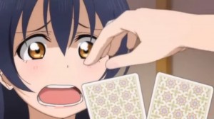 Create meme: love live school idol, Yumi Chan anime, umi-Chan's poker face