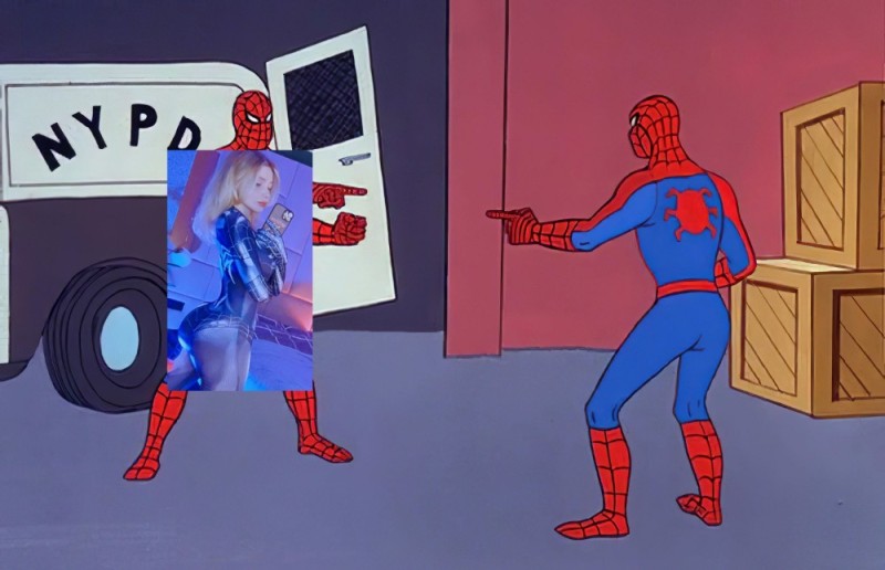 Create meme: spider-men point at each other, meme with spider-man, meme two spider-man