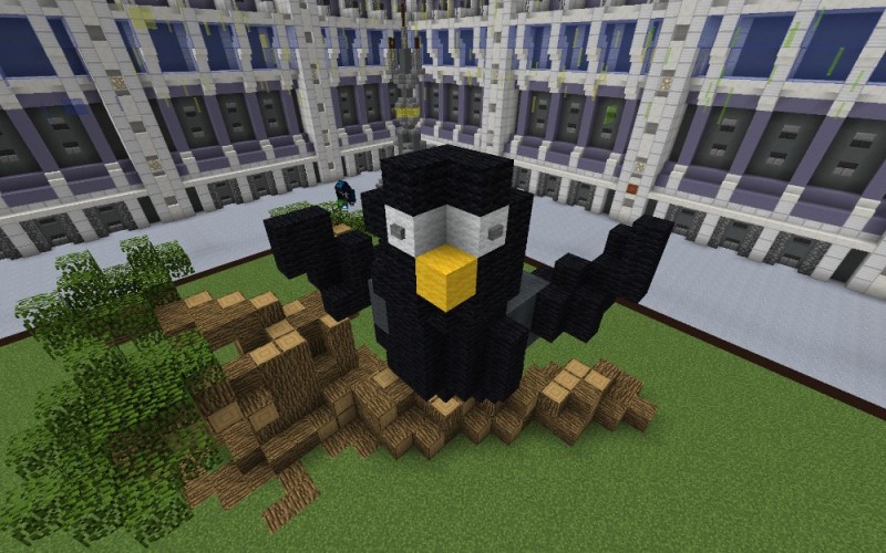 Create meme: penguin minecraft building, penguin in minecraft, minecraft penguin