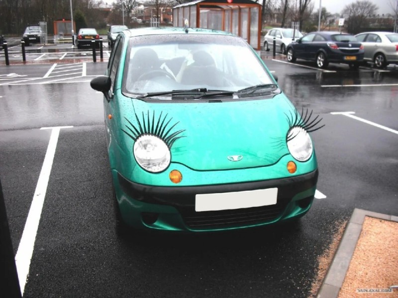 Create meme: daewoo matiz with eyelashes, daewoo matiz, matiz with eyelashes