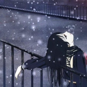 Создать мем: грустные девушки снег 1920x1080, аниме, рисунок
