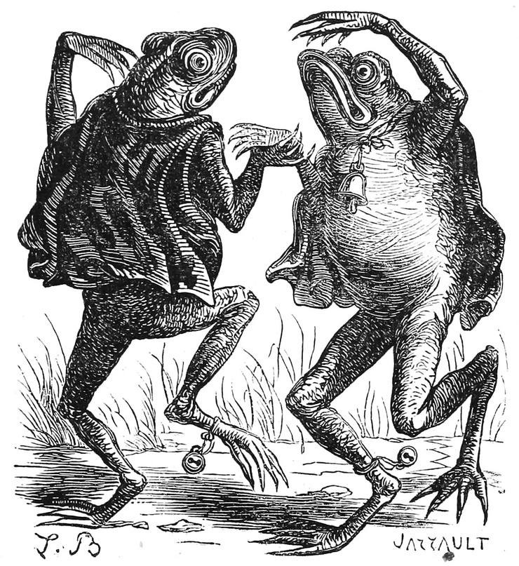 Create meme: Louis Breton etchings of demons, the dancing toad, frog illustration