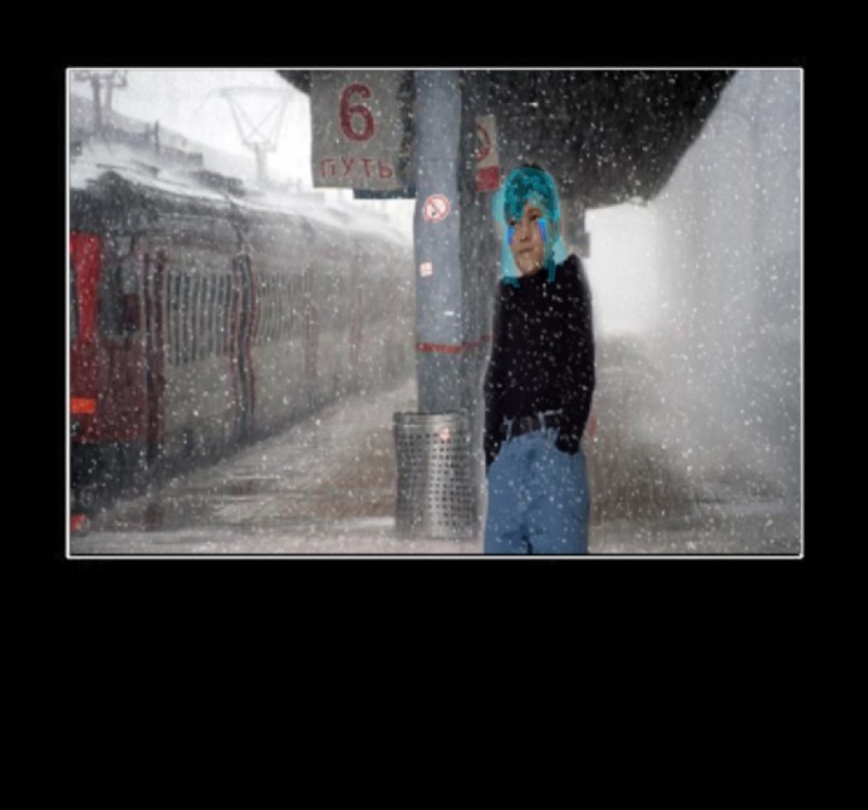 Create meme: rain train station, train at night in winter, rain 