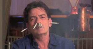 Create meme: Charlie sheen with a cigarette, Charlie sheen