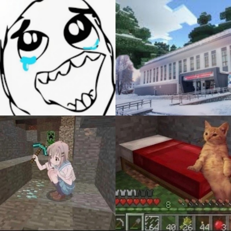 Create meme: minecraft anime memes, memes about minecraft without a mat, memes about minecraft