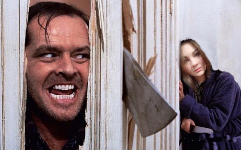 Create meme: lights johnny, the shining Nicholson, the shining Jack Nicholson with an axe